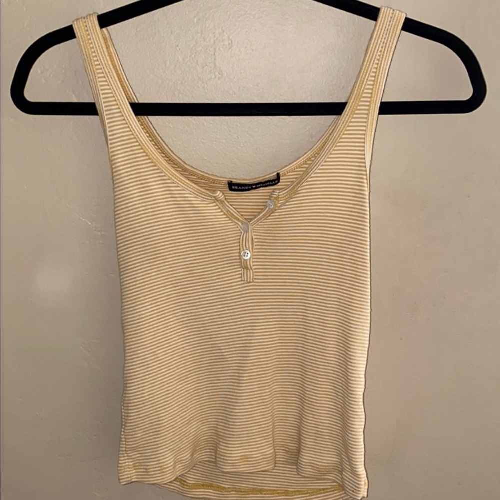 yellow and white striped tank top
